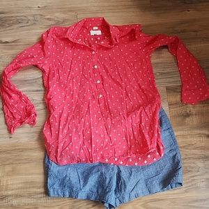 Red 3 button linen tunic
